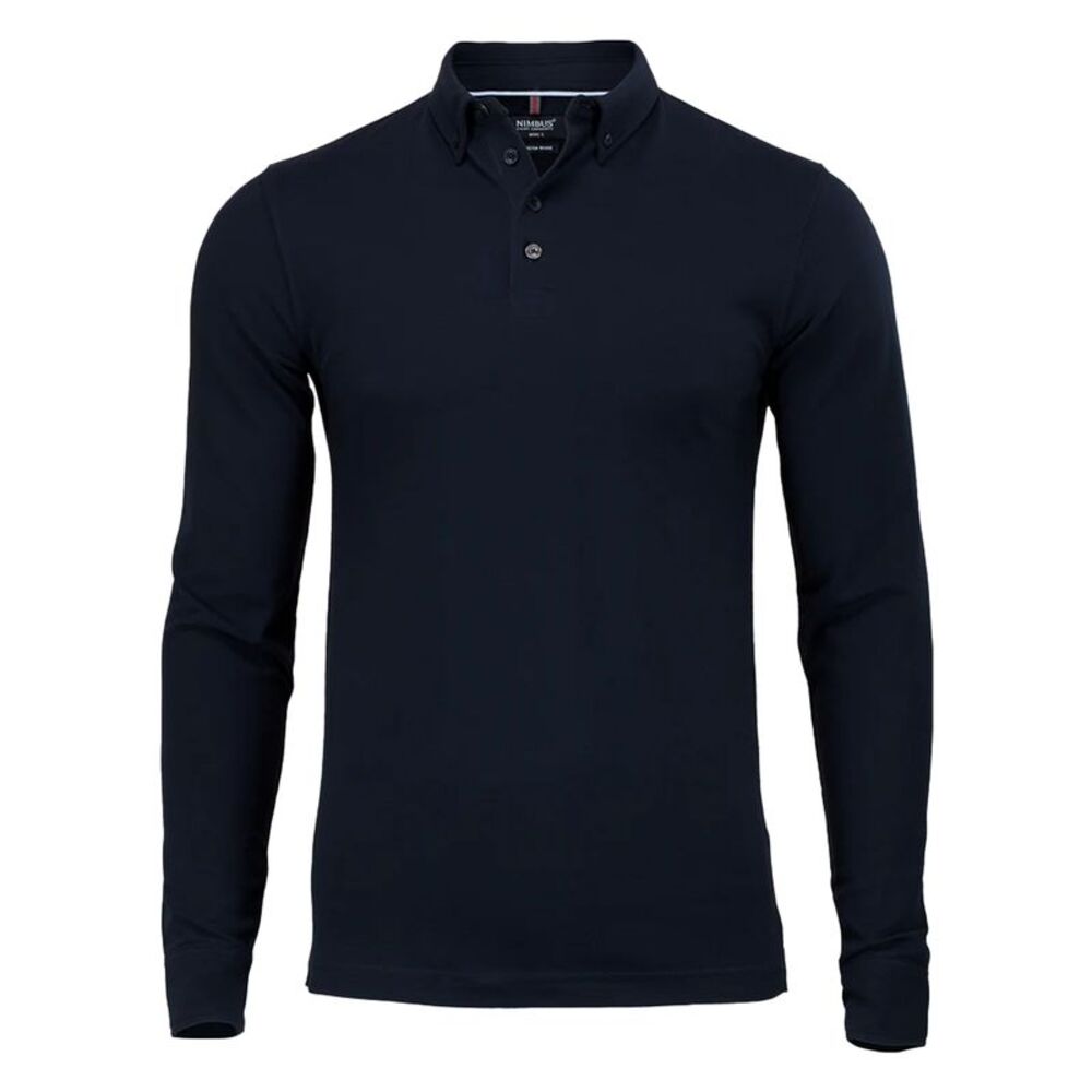 Nimbus Mens Carlington Deluxe Long Sleeve Polo Shirt / Dark Navy